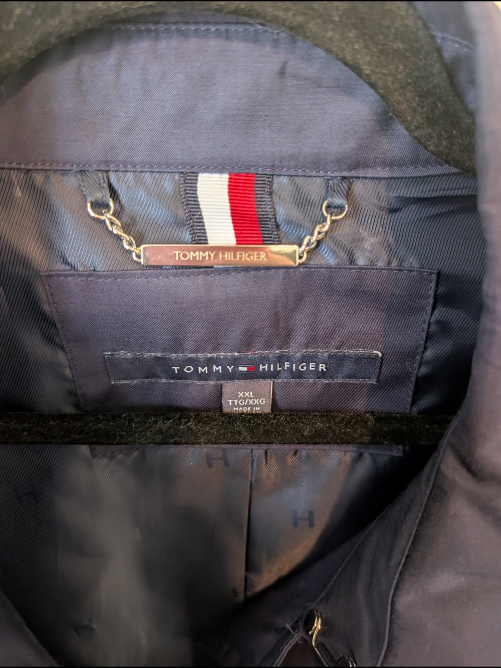 Tommy Hilfiger Navy Belted Trench Coat - Picture 3 of 4